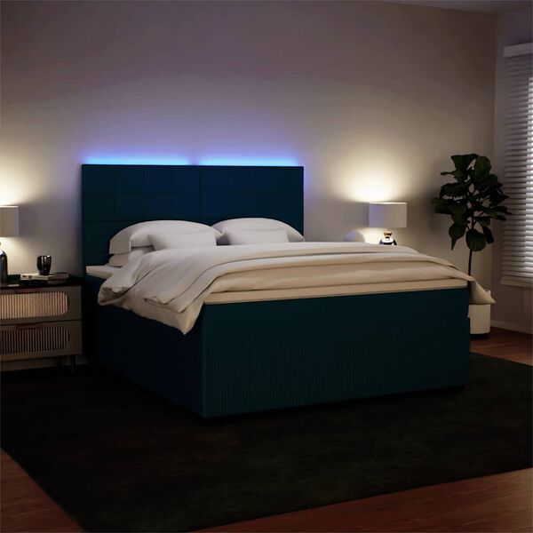 vidaXL Cama box spring con colch&oacute;n terciopelo azul 180x200 cm