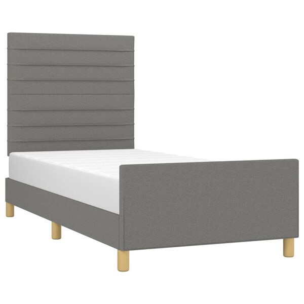 vidaXL Estructura de cama sin colch&oacute;n tela gris oscuro 90x200 cm