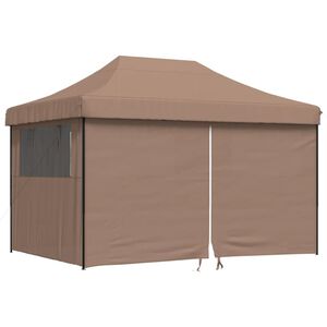 vidaXL Tienda de fiesta plegable Pop-Up con 4 paredes laterales marr&oacute;n