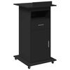 vidaXL Atril con ruedas y caj&oacute;n madera ingenier&iacute;a negro 55x55x107 cm