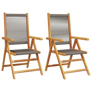 vidaXL Sillas plegables (2 unidades) de madera maciza de acacia y polipropileno, color gris.