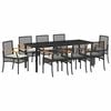 vidaXL Conjunto de Comedor de Jard&iacute;n 9 uds. Negro Rat&aacute;n