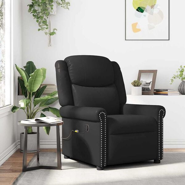 vidaXL Sill&oacute;n reclinable de cuero sint&eacute;tico negro brillante
