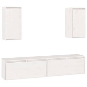 vidaXL Muebles para TV 4 piezas madera maciza de pino blanco