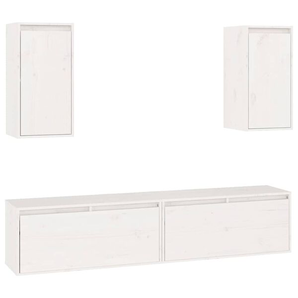 vidaXL Muebles para TV 4 piezas madera maciza de pino blanco