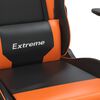vidaXL Silla gaming masaje y reposapiés cuero sintético negro naranja