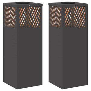 vidaXL Luz de camino LED solar 2 pcs Negro Acero laminado en fr&iacute;o