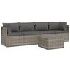 vidaXL Set de muebles de jard&iacute;n 5 pzas y cojines rat&aacute;n sint&eacute;tico gris