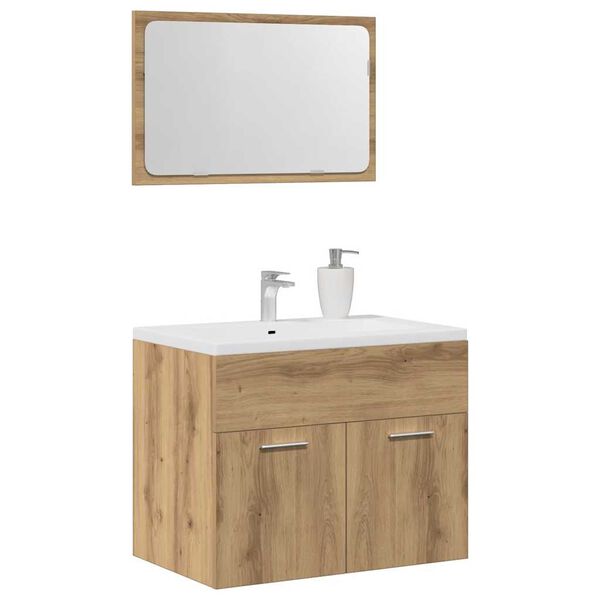 vidaXL Juego de muebles ba&ntilde;o 2 piezas madera ingenier&iacute;a roble artisan