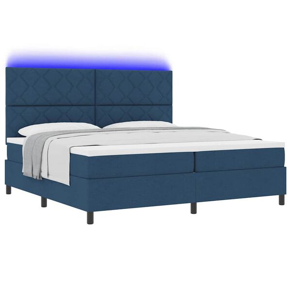 vidaXL Cama tipo Box Spring con colch&oacute;n con LED Azul 200 x 200 cm tela