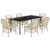 vidaXL Set comedor de jard&iacute;n 7 pzas con cojines rat&aacute;n sint&eacute;tico beige