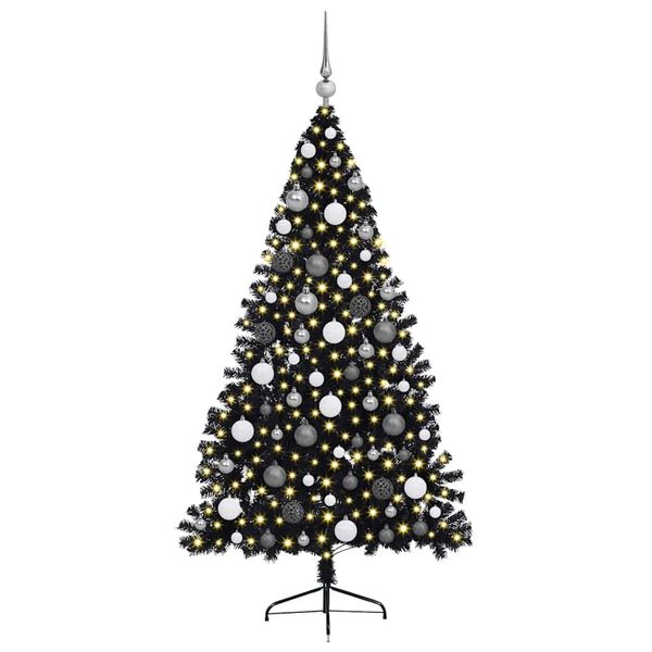 vidaXL &Aacute;rbol de Navidad Artificial Preiluminado Negro 180 cm PVC