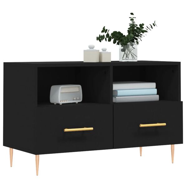 vidaXL Mueble para TV madera contrachapada negro 80x36x50 cm