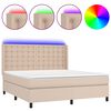 vidaXL Cama box spring colch&oacute;n LED cuero sint&eacute;tico capuchino 180x200cm