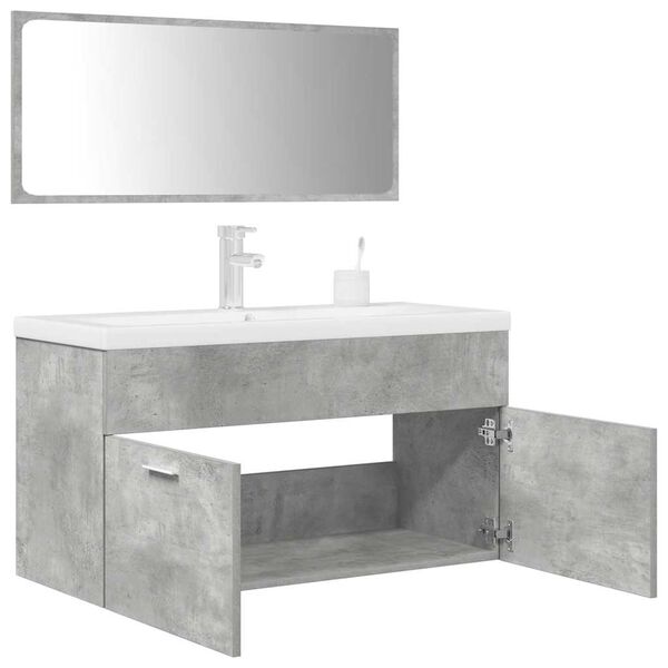 vidaXL Set muebles de ba&ntilde;o 2 piezas madera contrachapada gris hormig&oacute;n