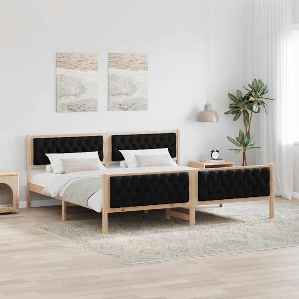 vidaXL Estructura de cama Negro 200 x 200 cm Madera de pino macizo