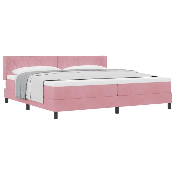 vidaXL Cama tipo Box Spring con colch&oacute;n Rosa 200 x 200 cm Poli&eacute;ster