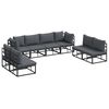 vidaXL Conjunto de sof&aacute;s de jard&iacute;n 8 uds. Negro Aluminio
