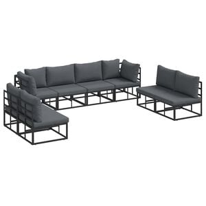 vidaXL Conjunto de sof&aacute;s de jard&iacute;n 8 uds. Negro Aluminio