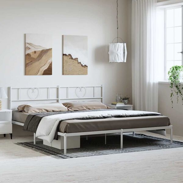vidaXL Estructura cama sin colchón con cabecero metal blanco 183x213cm