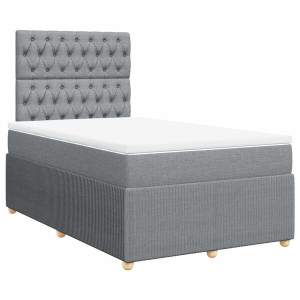 vidaXL Cama box spring con colch&oacute;n tela gris claro 120x200 cm