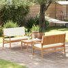 vidaXL Conjunto de sofá de jardín 3 pcs Marrón Madera maciza de Acacia