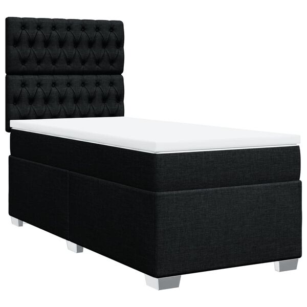 vidaXL Cama box spring con colch&oacute;n tela negro 90x200 cm