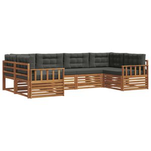 vidaXL Conjunto de sof&aacute;s de exterior 6 pcs Natural y Antracita