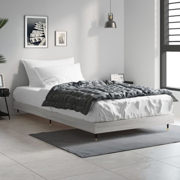 vidaXL Estructura de cama madera de ingenier&iacute;a gris Sonoma 90x200 cm