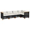 vidaXL Set de muebles de jard&iacute;n 5 pzas y cojines rat&aacute;n sint&eacute;tico negro