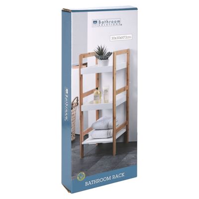 Bathroom Solutions Estantería de almacenaje con 3 estantes MDF y bambú