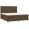 vidaXL Cama box spring colch&oacute;n luces LED tela marr&oacute;n oscuro 160x200cm