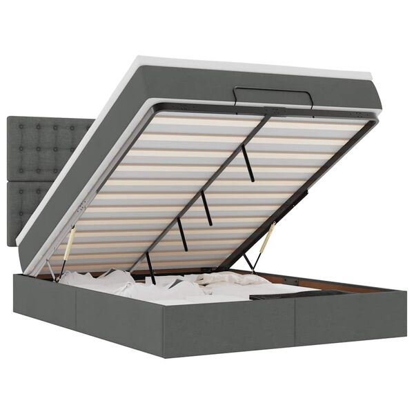 vidaXL Estructura cama otomana colch&oacute;n tela gris oscuro 140x190cm