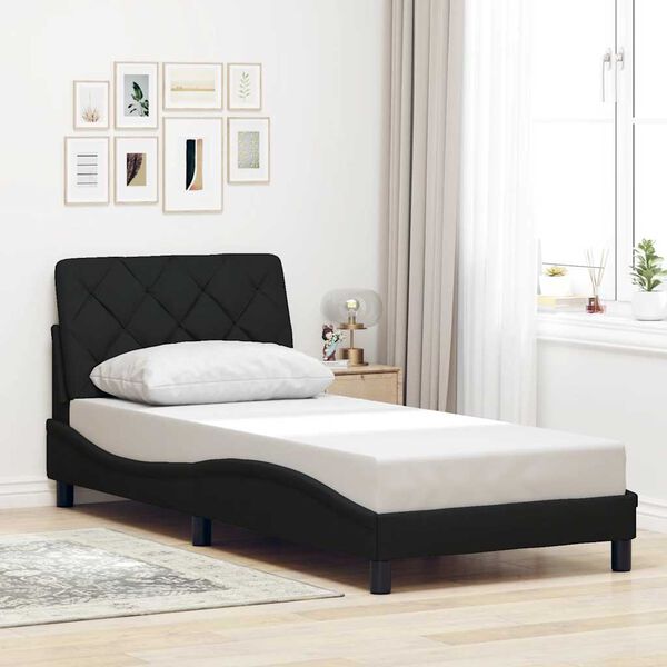 vidaXL Estructura de cama sin colch&oacute;n tela negro 80x200 cm