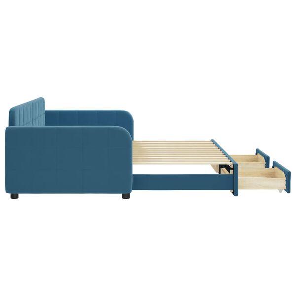 vidaXL Sofá cama nido con cajones terciopelo azul 90x200 cm