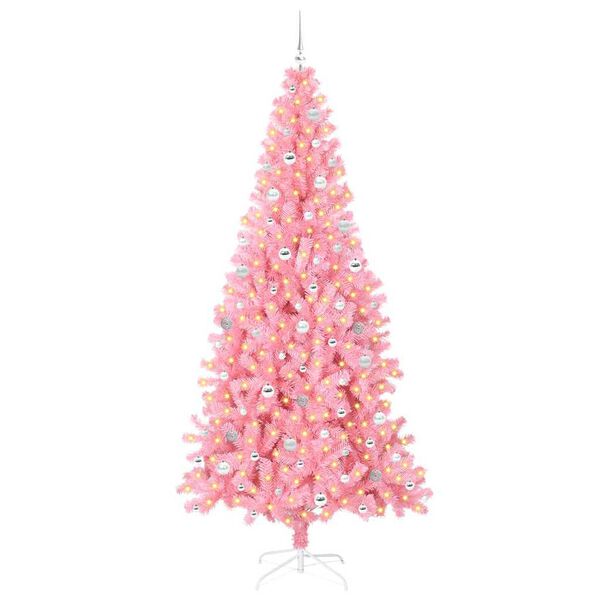vidaXL &Aacute;rbol de Navidad con 300 LED con soporte Rosa 240 cm PVC