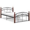 vidaXL Estructura cama sin colchón metal madera roble negro 120x200 cm
