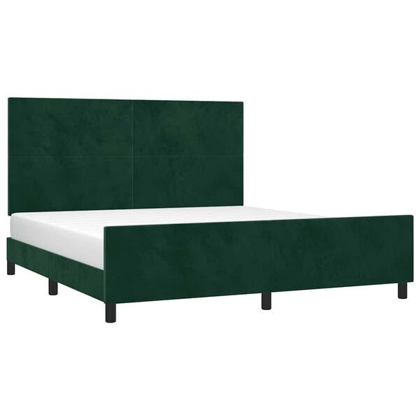 vidaXL Estructura cama sin colch&oacute;n terciopelo verde oscuro 160x200 cm