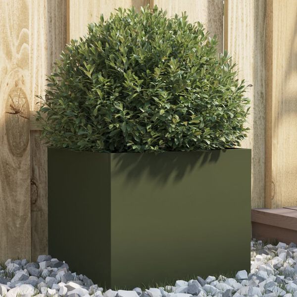 vidaXL Jardinera acero verde oliva 32x30x29 cm