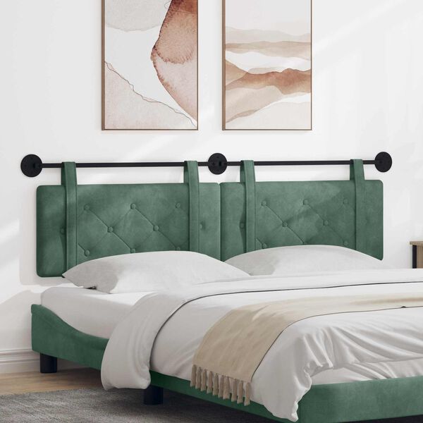 vidaXL Cabecera Colgante Verde Mar 170 x 55 x 5 cm Terciopelo