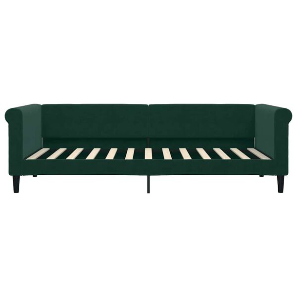 vidaXL Sof&aacute; cama con colch&oacute;n terciopelo verde oscuro 90x200 cm
