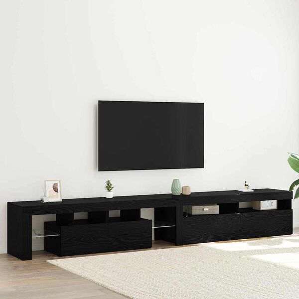 vidaXL Gabinete de TV 2 pcs Roble Negro 260 x 37 x 40 cm