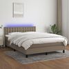 vidaXL Cama box spring colch&oacute;n y luces LED tela gris taupe 140x190 cm