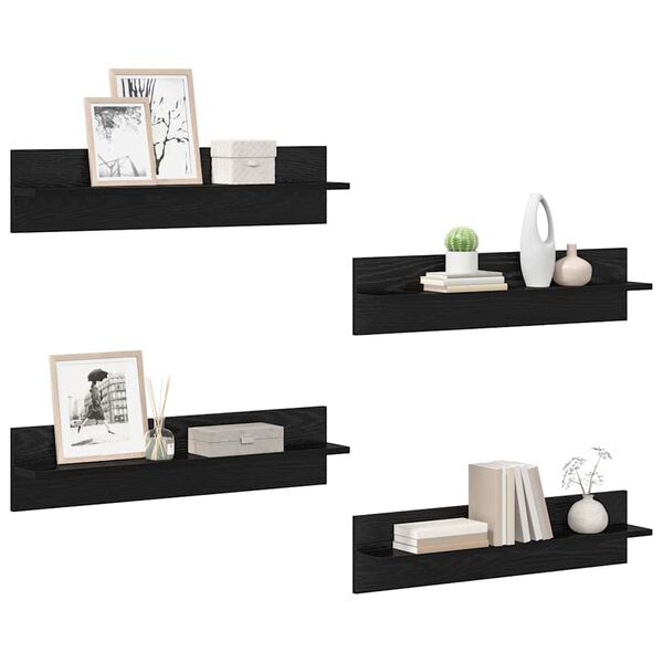vidaXL Estanter&iacute;as de pared 4 pcs Roble Negro 80 x 11,5 x 18 cm