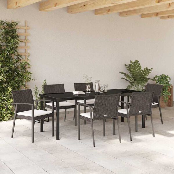 vidaXL Conjunto de Comedor de Jard&iacute;n 7 pcs Marr&oacute;n y Negro