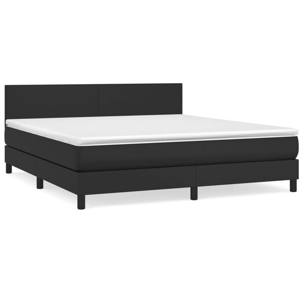 vidaXL Cama box spring con colch&oacute;n cuero sint&eacute;tico negro 160x200 cm