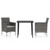 vidaXL Juego de comedor de jard&iacute;n 3 piezas con cojines gris y negro