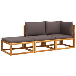 vidaXL Conjunto de sof&aacute; de jard&iacute;n de 3 piezas con cojines de madera de acacia y cuerda