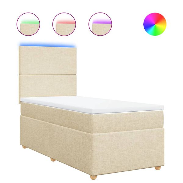 vidaXL Cama box spring con colch&oacute;n tela color crema 90x200 cm