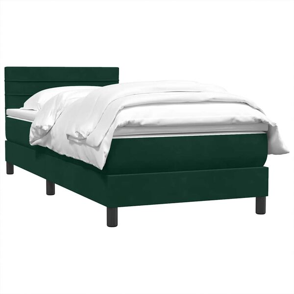 vidaXL Cama box spring con colch&oacute;n terciopelo verde oscuro 90x210 cm